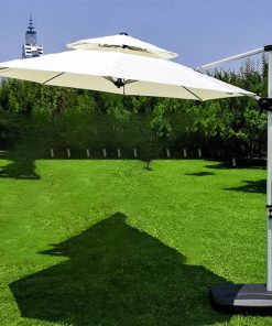 Ô lệch tâm tròn 8 nan 3m màu trắng kem